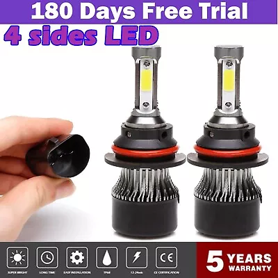 Pair 4-Side 9007 LED Headlight Bulbs Kit HB5 Hi/Low Dual Beam 6500K Super White • $11.80