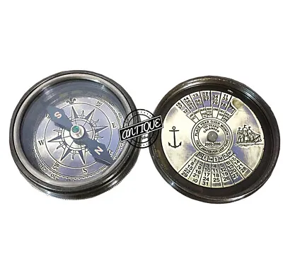 $15 • Buy Kelvin Brass Calendar Compass Antique Vintage Compass Brass Nautical Gift Pocket