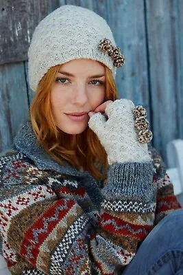 Pachamama Berber Beanie Oatmeal Hand Knitted Lined Wool Fair Trade Sourced • £12.95