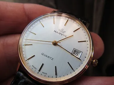 Mens 9ct Hallmarked  Gold Marvin Wrist Watch • £475
