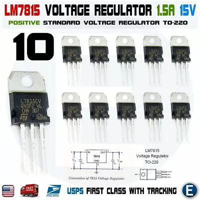 10pcs LM7815 L7815CV 7815 15V Linear Positive Voltage Regulator IC TO-220 • $8.87