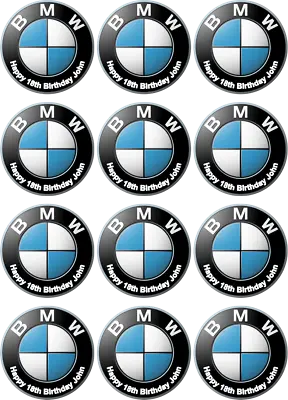 £2.49 • Buy 12 X Personalised BMW Cupcake Fairy Cake Toppers Edible Party Decorations