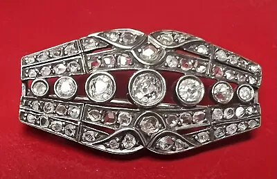 Antique Diamond Bar Pin With Rose Cut And Mine Cut Diamond 2.5 CTW • $1395