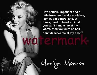 Marilyn Monroe Sexy Icon   I'm Selfish Impatient   Quote Publicity Photo 8x10 • $9.89