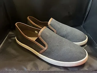 Mossimo Supply Co Mens Sz 7 Canvas Boat Shoes Black Brown Casual Slip On Comfort • $8