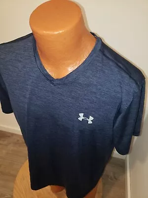 (Large) Mens Under Armour T Shirt V Neck Heat Gear Loose Fit Logo • $6