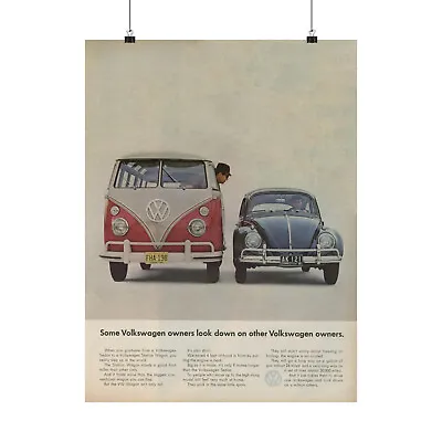 Volkswagen Beetle VW Bus Poster - VW Advertising Ad Print Mid Century Wall Art • $20