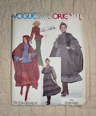 Vogue 1764 Yves Saint Laurent Misses Cape Blouse Skirt Pants Pattern 10 UNCUT • $24.99