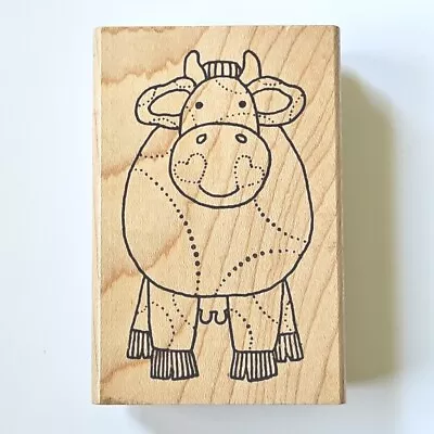 SMILING COW Azadi Earles G2024 Rubber Stamp Animal Country Farm Hearts Zp18 • $5.98