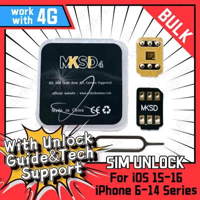 LOT MKSD4 Unlock Card RSIM Chip Service For IPhone 13 12 11 Pro Max X XR 8 7 6 • $35.99