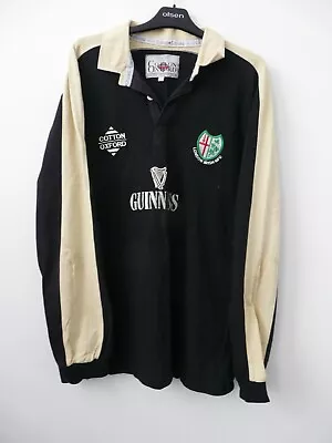 London Irish 1998/1999 Cotton Oxford Rugby Shirt Black Men's XL Long Sleeve • £25