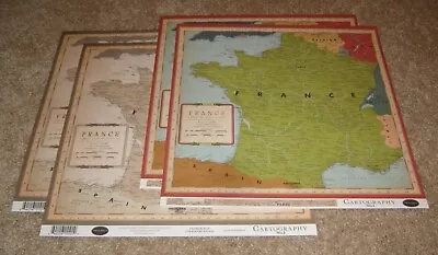 Carta Bella 12x12 Double Sided Scrapbook Papers(4) ~ Travel Map......France • $2.99