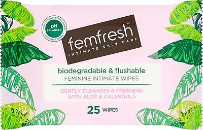 £2.52 • Buy Femfresh Intimate Wipes Flushable & Biodegradable Disposable Feminine Hygiene