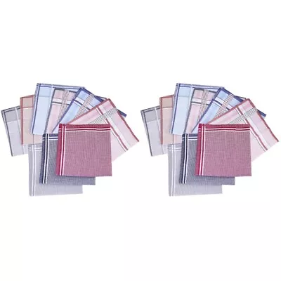  24 Pcs Pocket Squares For Men Cotton Handkerchief Absorb Sweat • £26.48