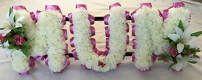 Mum Any 3 Letter Tribute Artificial Silk Funeral Flower Wreath Name Memorial Nan • £50