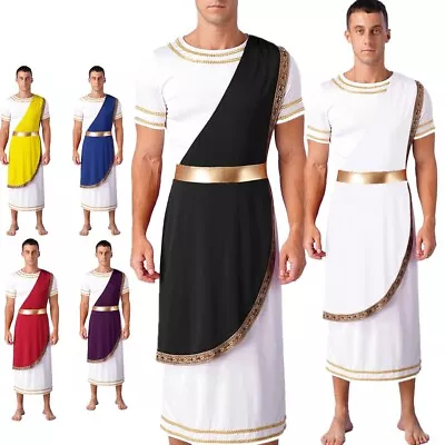 Adult Mens Ancient Greek Toga Robe Roman God Dress Up Halloween Cosplay Costume • $23.11