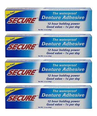 Secure Waterproof Denture Adhesive - Zinc Free - Extra Strong Hold For Upper... • $36.65