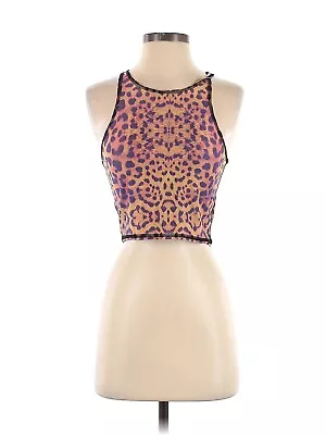 Teeki Crop Top  XS Gold Awakening Pilates Yoga Animal Print MOB Wife Sustainable • $28.04