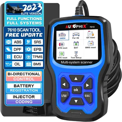 $71.99 • Buy Autophix 7610 Full Systems Diagnostic OBD2 Scanner ABS SRS DPF Oil Reset For VAG