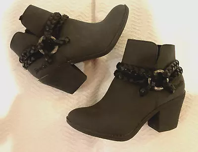 BLOWFISH Black Zip Up Ankle Booties Boots Shoes Size 6 With Double Braids • $16.99