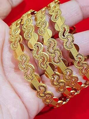 22ct Yellow Gold Plated Indian Asian Wedding Jewellery Bangles Set Size 2.4 • £7.99