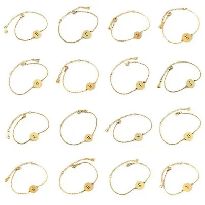 £2.90 • Buy Gold Women Stainless Steel Alphabet Initial Letter Chain Bridesmaid Bracelet