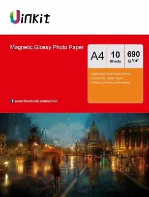 £11.99 • Buy A4 Magnet Photo Paper Glossy Fridge Paper 650Gsm Thick Paper - 10 Sheets Uink