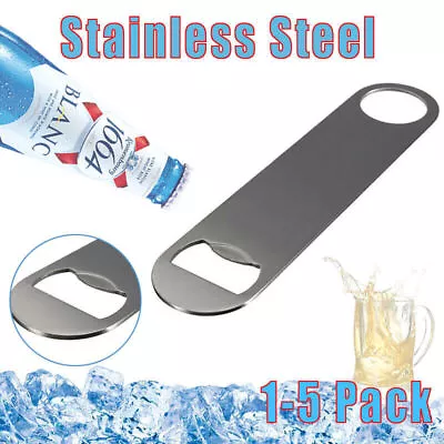 Stainless Steel Speed Bottle Opener Bartender Flat Bar Blade Cap Can Beer Drink • $5.23