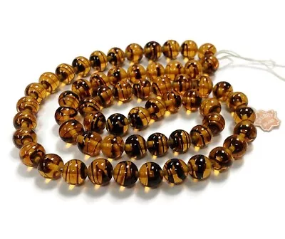 50 VINTAGE JAPANESE CHERRY BRAND GLASS LIGHT TORTOISE 10mm. ROUND BEADS 4496T • $5.24