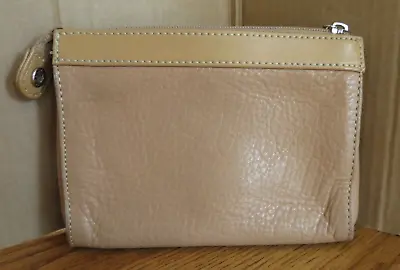 MAXX NEW YORK Leather Clutch Purse Cosmetic Bag 7  X 6  Tan Light Brown • $18