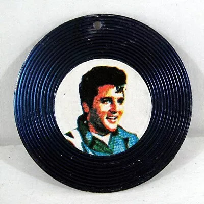 1970's Elvis Presley Metal Record Necklace Charm W/ Record Cover Image Old Stock • $19.99