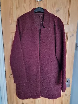£17 • Buy Womens Burgundy Berry Purple Teddy Blazer Jacket Coat Size 16