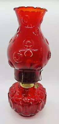 L.E. Smith Vintage Red Glass Moon And Stars Oil Lamp • $75