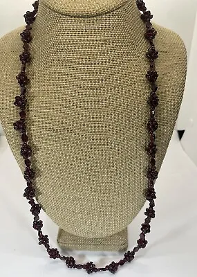 Genuine Garnets Beaded Grapes Like Clusters Long Necklace Sautoir 29” Vtg 70 Gr • $20.40