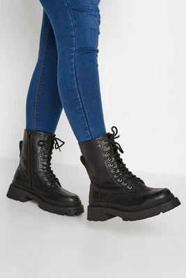 Yours Curve Plus Size Lace Up Moccasin Toe Boots • £50.99