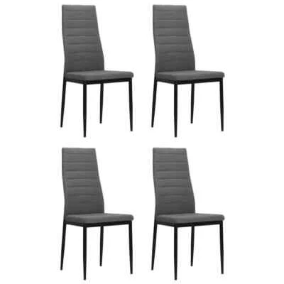 $228.95 • Buy Dining Chair 4 Pc High Back Fabric Upholstered Kitchen Seat Furniture Light Grey