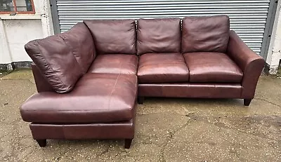 LAURA ASHLEY BASLOW BROWN LEATHER CORNER SOFA Delivery 🚚 Available • £1200
