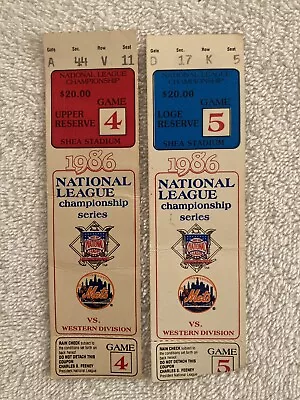 1986 NLCS Games 4 & 5 : Original Vintage Ticket Stubs - Mets / Astros • $40