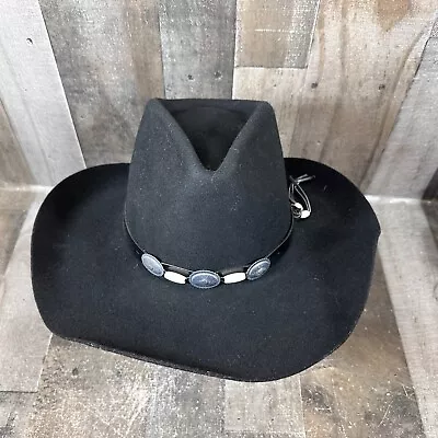 Vintage Ace Hy Sales Chatsworth CA Black Hat Size 7 1/4 Cowboy • $40.49