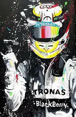 Lewis Hamilton F1 - Decor Large Wall Art Canvas Framed Picture 30x20inch • £23