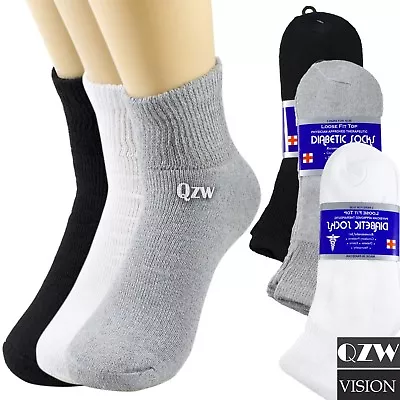 Lot 3-12 Pairs Mens Health Circulatory Diabetic Cotton Ankle Quarter Socks 9-15 • $18.99