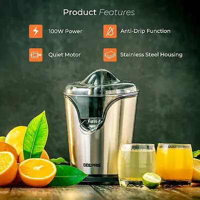 GEEPAS Citrus Juicer Orange Squeezer 100W Electric Machine Lemon Juice Press • £25.99
