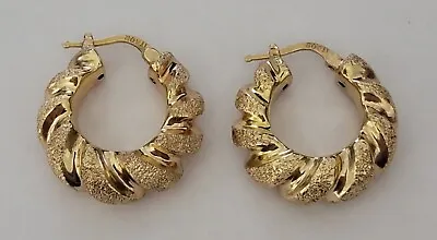 Itaor Italy Sterling Silver Gold Vermeil Hoop Earrings 925 (LOOK AT PICTURES) • $29.99