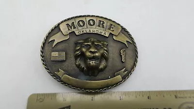Vintage Magicast Pop-Out Moore Lions Moore Oklahoma Football Belt Buckle • $16.73