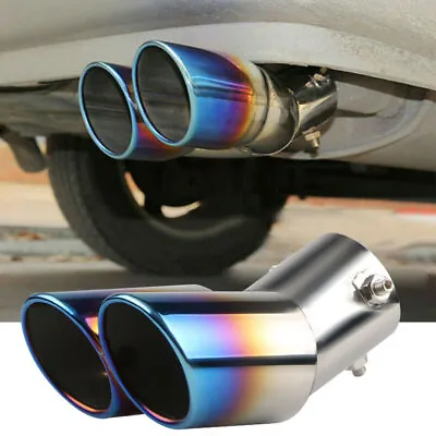 Universal Car Dual Exhaust Tail Throat Pipe Muffler Stainless Steel 1.4  To 2.5  • $18.99