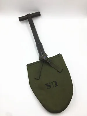 WW2 US AIRBORNE M1910 T-HANDLE SHOVEL LENGTH 47cm WITH GREEN COVER • $54.99