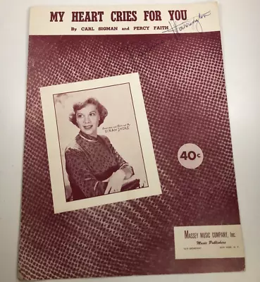 Vintage Sheet Music 1950 My Heart Cries For You/Dinah Shore • $8.99