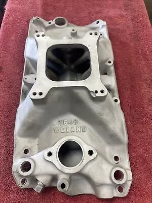 Vintage Weiand 7546 SBC Chevy Aluminum INTAKE MANIFOLD 350 Sandblasted • $199.99