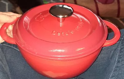 Cast Iron FONTIGNAC DEPUIS 2 3/8 Quart Dutch Oven Casserole Pot Red • $27