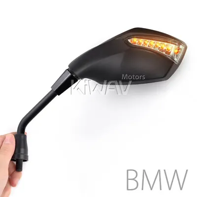 Motorcycle Mirrors Fist LED Black Fits Some BMW Bike M10 1.5 Adapters US STOCK • $148.22